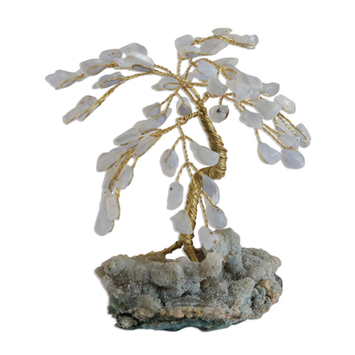 escultura de piedras preciosas - Escultura Árbol de Ágata Gris y Calcita