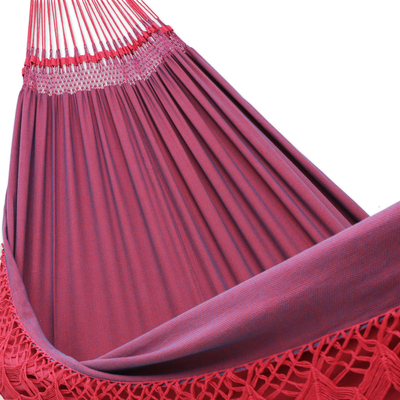 Hamaca reversible de algodón, (doble) - Hamaca doble de algodón artesanal hecha a mano en rojo