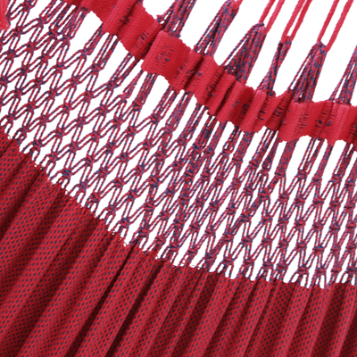 Hamaca reversible de algodón, (doble) - Hamaca doble de algodón artesanal hecha a mano en rojo