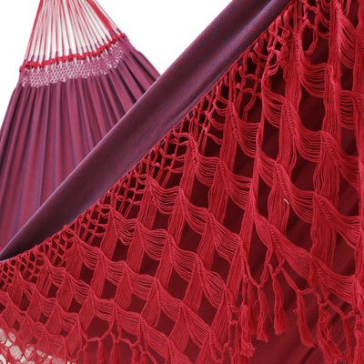 Wende-Hängematte aus Baumwolle, (doppelt) - Kunsthandwerklich gefertigte Doppelhängematte aus Baumwolle in Rot