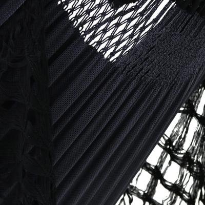 Wende-Hängematte aus Baumwolle, (doppelt) - Doppelhängematte aus schwarzer Baumwolle, hergestellt in Brasilien
