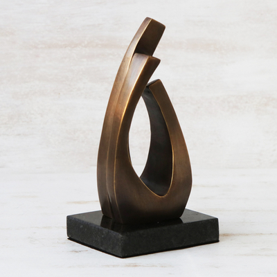 Escultura de bronce - Escultura abstracta de bronce sobre base de granito