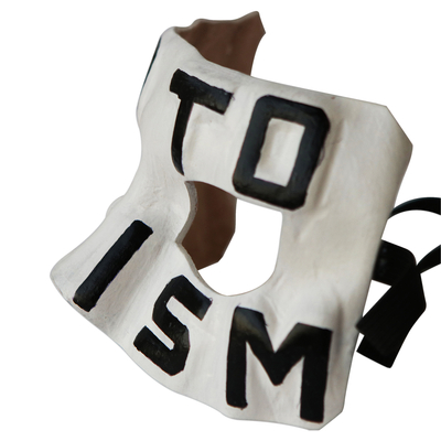 Leather mask, 'No To Racism' - Anti-Racism Leather Mask from Brazil