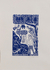 'Country Courtship' - Young Lovers Blue and White Brazilian Woodcut Print thumbail