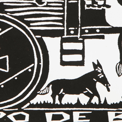 'Oxcart' - Brazilian Oxcart with Sugar Cane Woodcut Print