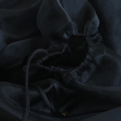 Leather shoulder bag, 'Black Sambura' (13 inch) - Hand Crafted Black Leather Shoulder Bag (13 Inch)