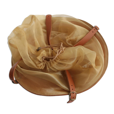 Leather shoulder bag, 'Nutmeg Sambura' (13 inch) - Medium Brown Shoulder Bag with Adjustable Straps (13 Inch)