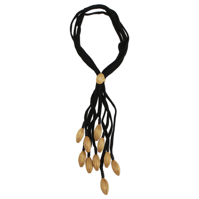 Goldene Gras-Bolo-Halskette - Bolo-Halskette aus goldener Gras-Naturfaser