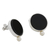 Agate and cultured pearl drop earrings, 'Midnight Orbit' - Black Agate and White Cultured Pearl Drop Earrings