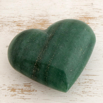 Quartz sculpture, 'Creative Heart' - Heart-Shaped Green Quartz Sculpture