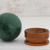 Quartz sphere sculpture, 'Green Horizon' - Green Quartz Gemstone Sculpture with Cedar base