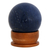 Quartz sphere sculpture, 'Blue Horizon' - Blue Quartz Sphere on Wood Base thumbail
