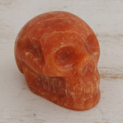 Calcite figurine, Tangerine Skull