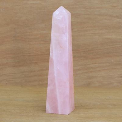Rose quartz sculpture, 'Obelisk of Universal Love' - Pink Rose Quartz Obelisk Sculpture from Brazil