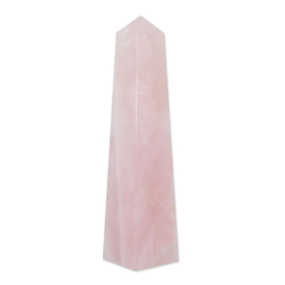 Pink Rose Quartz Obelisk Sculpture from Brazil