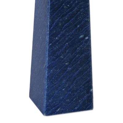 Quartz sculpture, 'Obelisk of Communication' - Hand Carved Blue Quartz Obelisk