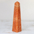 Calcite sculpture, 'Obelisk of Energy' - Artisan Crafted Orange Calcite Obelisk thumbail