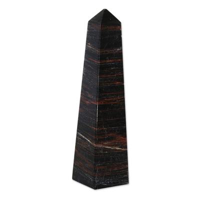 Artisan Crafted Obsidian Obelisk from Brazil