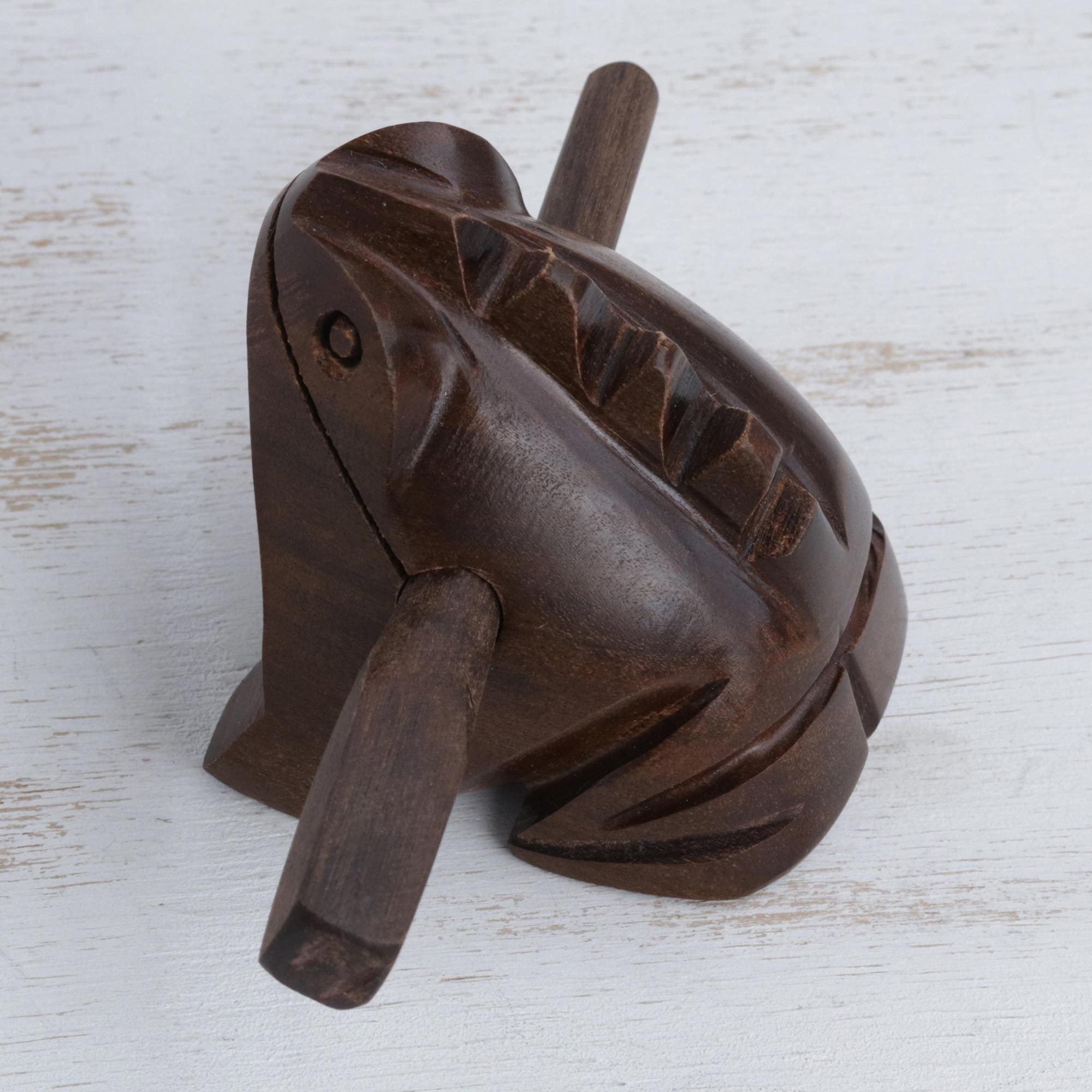 UNICEF Market Hand Carved Wood Frog Rasp Instrument Frog Music