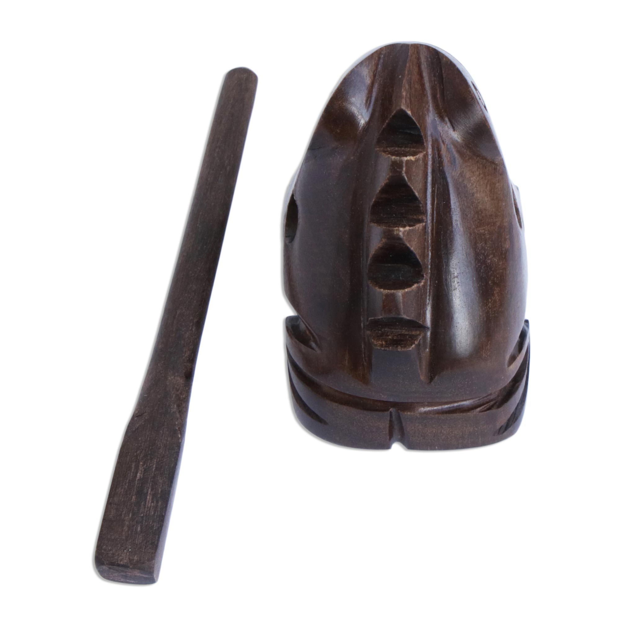 UNICEF Market Hand Carved Wood Frog Rasp Instrument Frog Music