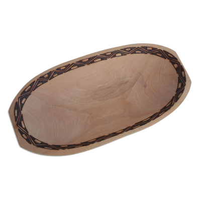 Decorative wood bowl, 'Pataxó Precision' - Artisan Crafted Decorative Wood Centerpiece Bowl