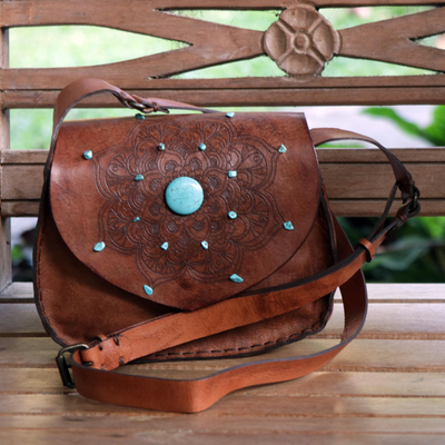Ladies Leather Shoulder/Crossbody Bag 6640 Turquoise - Modapelle Direct