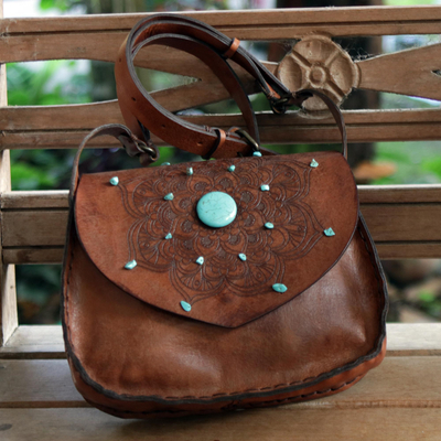 World Traveler Crossbody with Turquoise Pendant