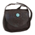 Leather shoulder bag, 'Dark Mandala' - Mandala Motif Shoulder Bag
