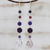Multi-gemstone dangle earrings, 'Balance and Calm' - Multi-Gemstone Long Dangle Earrings