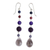 Multi-gemstone dangle earrings, 'Balance and Calm' - Multi-Gemstone Long Dangle Earrings