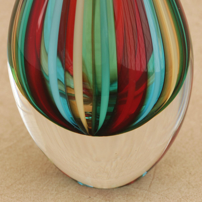 Jarrón de vidrio artístico (9 pulgadas) - Jarrón de cristal artístico inspirado en Murano hecho a mano (9 pulgadas)
