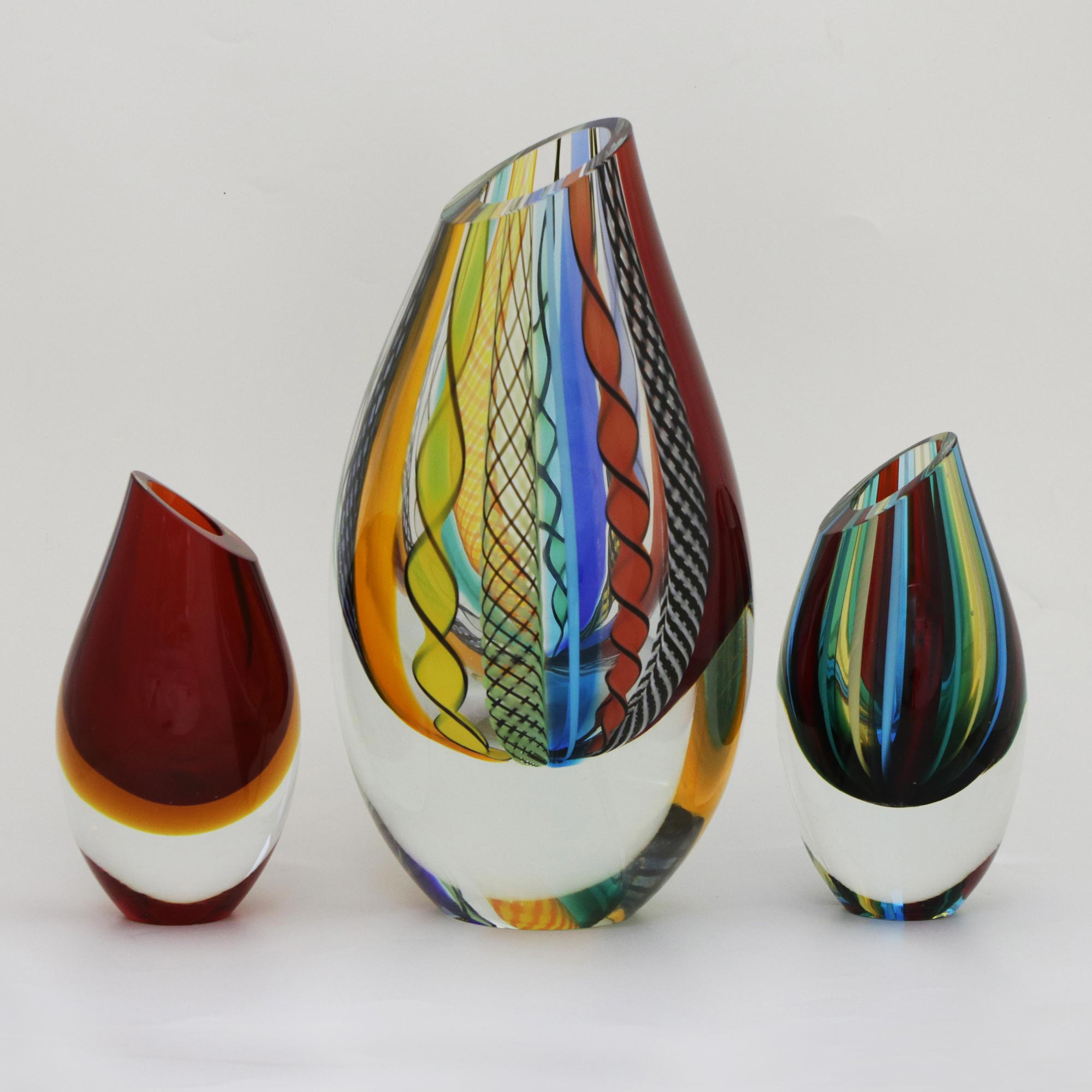Unicef Market Striped Murano Style Art Glass Vase 6 Inch Circus