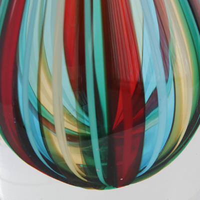 Jarrón de vidrio artístico, 'Carnival Stripes' (6 pulgadas) - Jarrón de cristal de arte de estilo Murano a rayas (6 pulgadas)