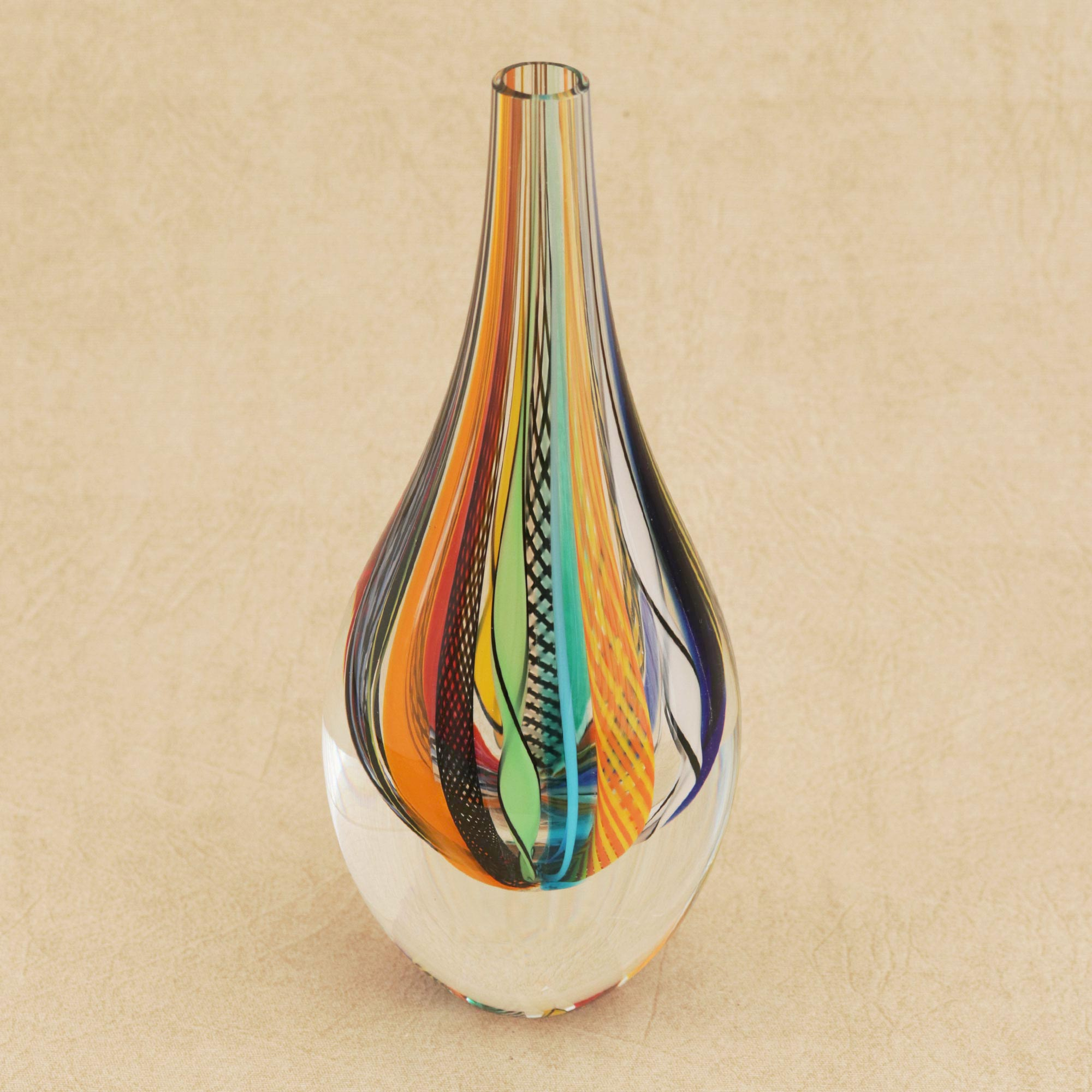 Murano-Style Colorful Art Glass Vase Inch) - Color | NOVICA