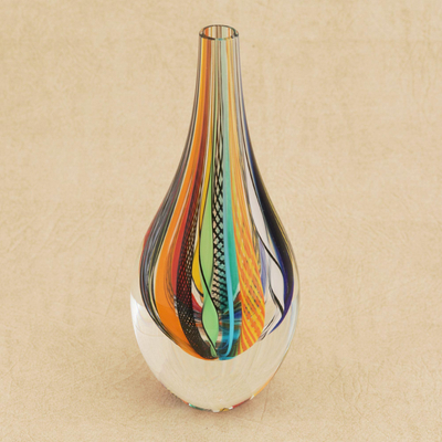 Art glass vase, Color Cascade (9 inch)
