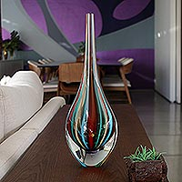 Handblown art glass vase, Circus