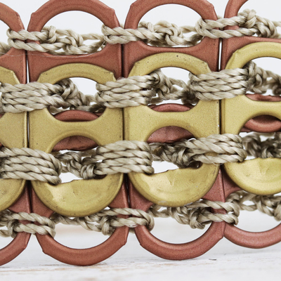 Soda pop-top belt, 'Eco-Conscious Bronze and Gold' - Recycled Pop-Top Belt in Bronze and Gold