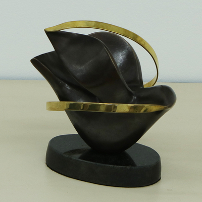 Bronza and steel sculpture, 'Dove' - World Peace Project Bronze and Steel Sculpture from Brazil