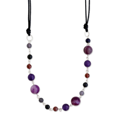 Multi-gemstone pendant necklace, 'Balance and Calm' - Artisan Crafted Multi-Gemstone Pendant Necklace