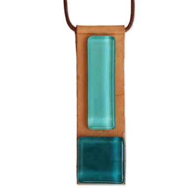 Fused Glass and Leather Necklace