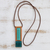 Art glass and leather pendant necklace, 'Pieces of the Sea' - Fused Glass and Leather Necklace (image 2b) thumbail