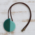 Art glass and leather pendant necklace, 'Smooth Seas' - Azure and Sea Green Glass Pendant Necklace (image 2b) thumbail