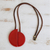 Art glass and leather pendant necklace, 'Scarlet Planes' - Art Glass Pendant Necklace on Leather Cord (image 2b) thumbail