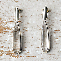 Smoky quartz dangle earrings, 'Gemstone Mystique'