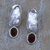 Cultured keshi pearl and garnet drop earrings, 'Cherry Pavlova' - Garnet and Cultured Keshi Pearl Drop Earrings (image 2) thumbail