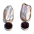 Cultured keshi pearl and garnet drop earrings, 'Cherry Pavlova' - Garnet and Cultured Keshi Pearl Drop Earrings thumbail