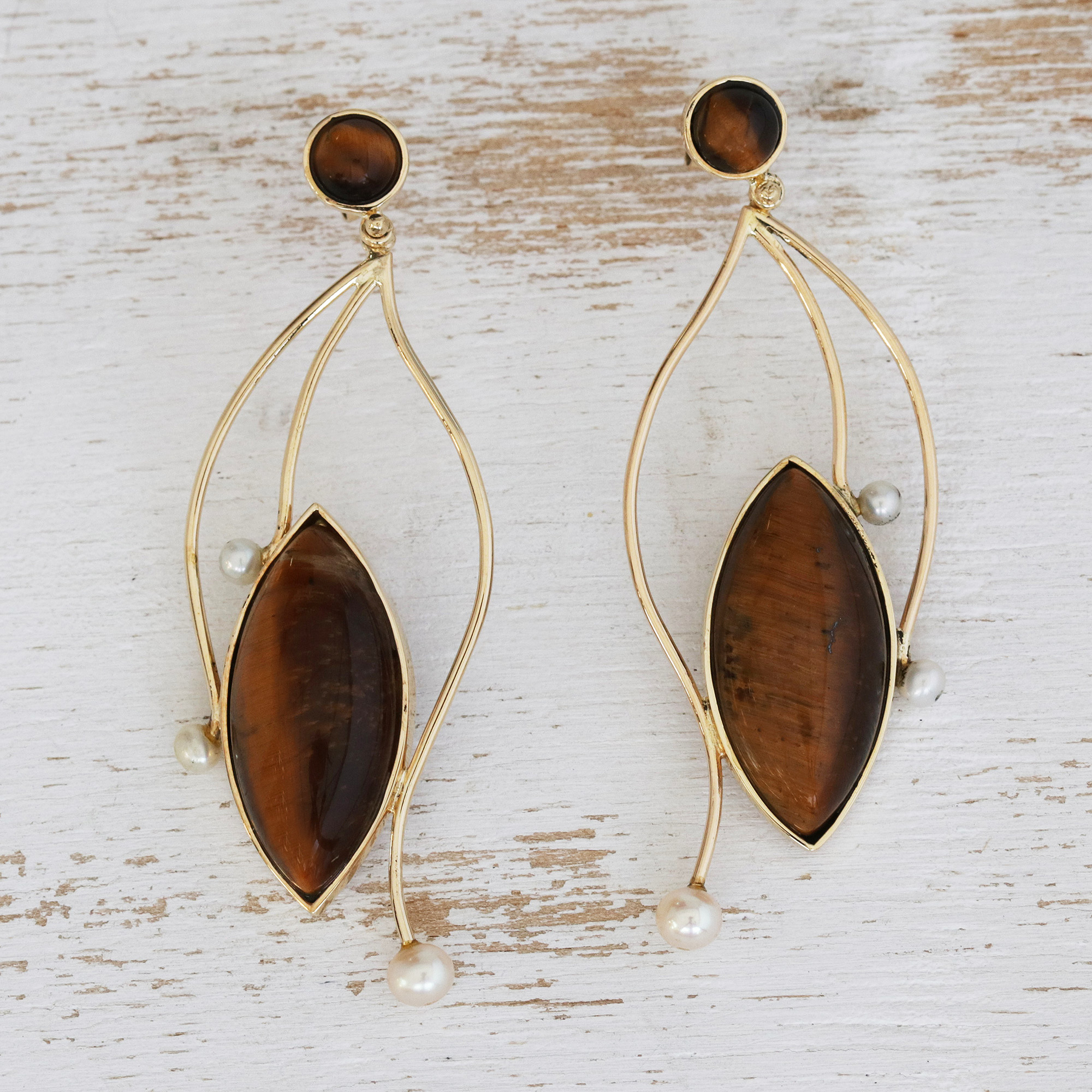 Tiger eye earrings on sale gold