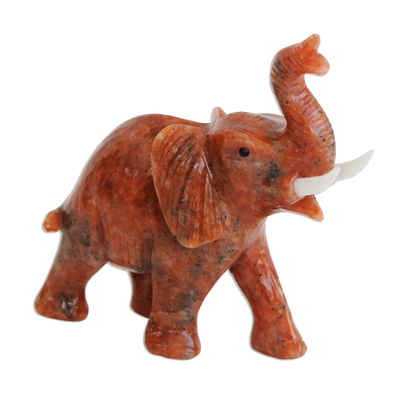 Calcit-Skulptur, 'ingwer-elefant'. - orangencalcit-elefanten-skulptur