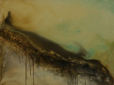 'montaña' - pintura abstracta en tonos tierra