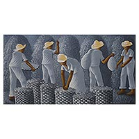 'The Coffee Harvest' - Brazilian Painting of Coffee Harvest